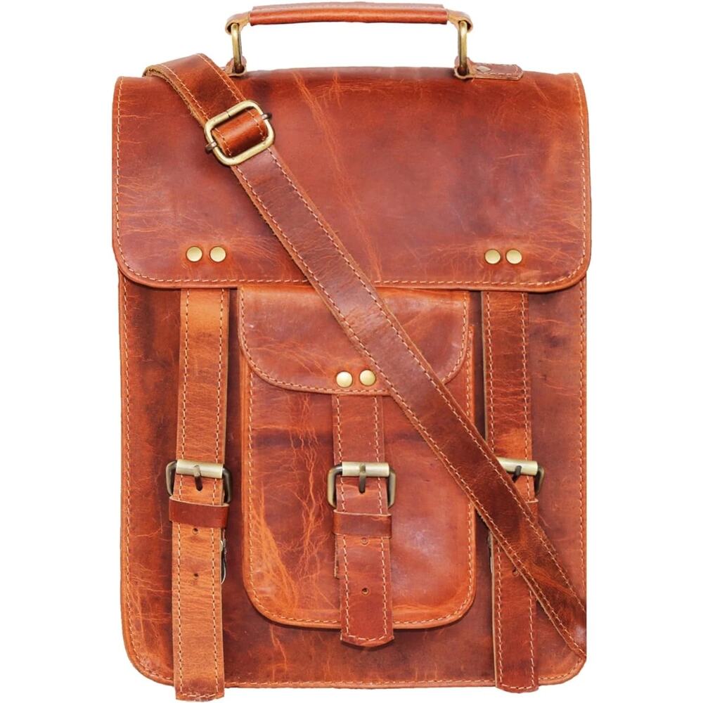 NWT-Gorgeous Real Leather Crossbody Messenger Bag 15'